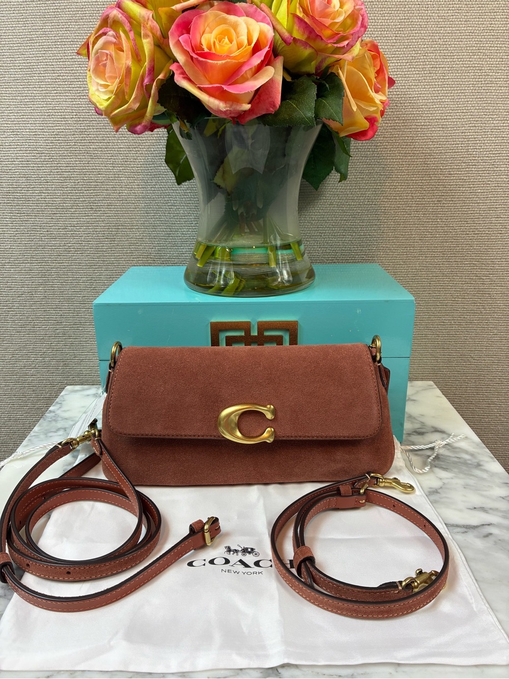 Coach CDZ74 Clay Brown Suede Jet Convertible Shoulder Crossbody Bag - NWT